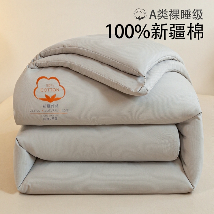 91家纺网 家纺一手货源 找家纺 鸣升家纺 新款华夫格二合一棉花子母被冬被被芯 星空灰