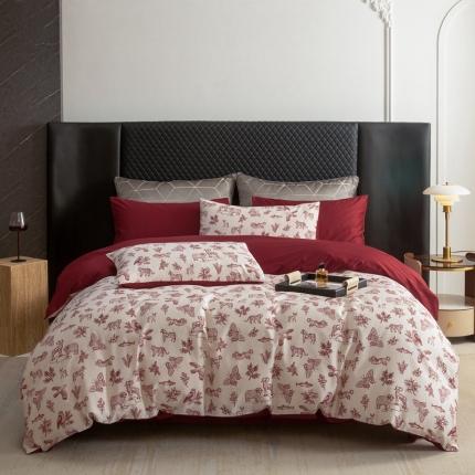 91家纺网 家纺一手货源 找家纺 总121 2023新款高支高密数码印花简约双拼四件套-城市记忆系列会员减20