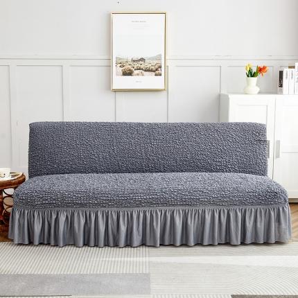 91家纺网 家纺一手货源 找家纺 丝绮鹿 2023新款日式皱皱布系列沙发床（裙边款） 摩登浅灰