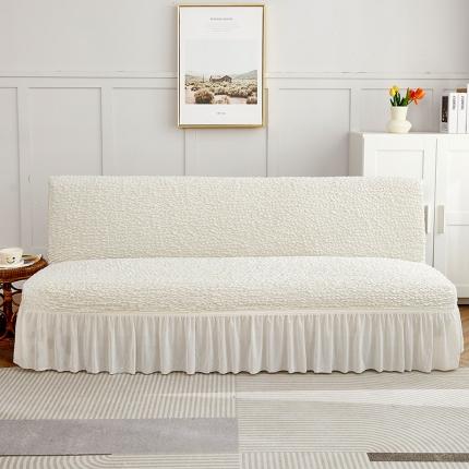 丝绮鹿 2023新款日式皱皱布系列沙发床（裙边款） 奶油白