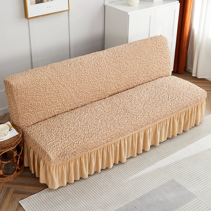 91家纺网 家纺一手货源 找家纺 丝绮鹿 2023新款日式皱皱布系列沙发床（裙边款） 亚麻黄