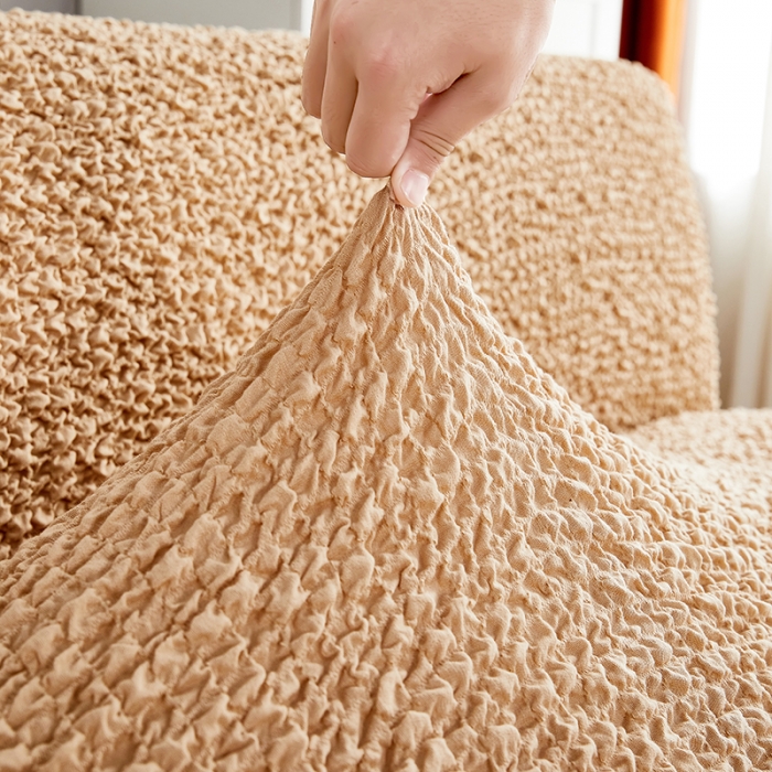 91家纺网 家纺一手货源 找家纺 丝绮鹿 2023新款日式皱皱布系列沙发床（裙边款） 亚麻黄