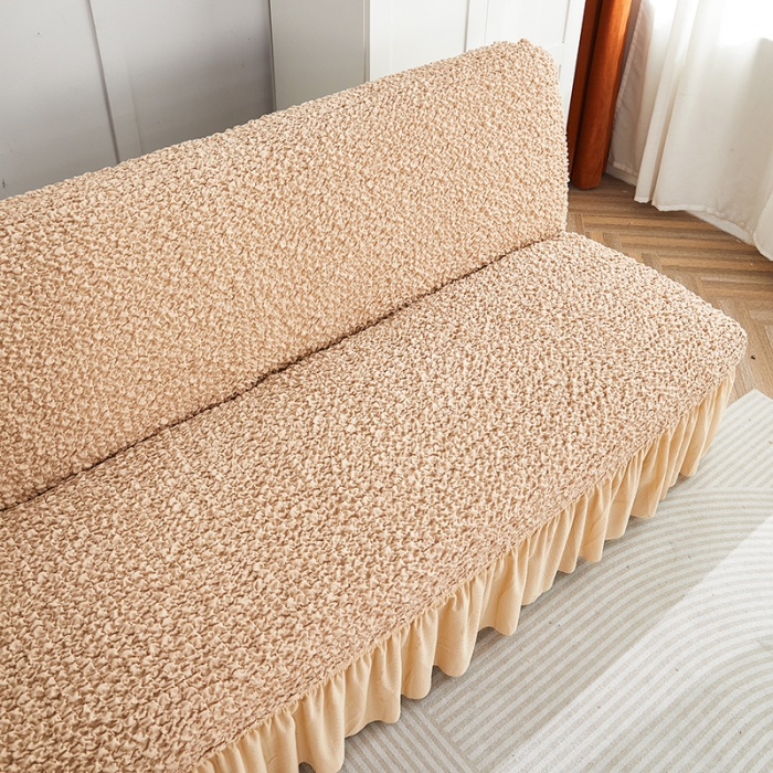 91家纺网 家纺一手货源 找家纺 丝绮鹿 2023新款日式皱皱布系列沙发床（裙边款） 亚麻黄