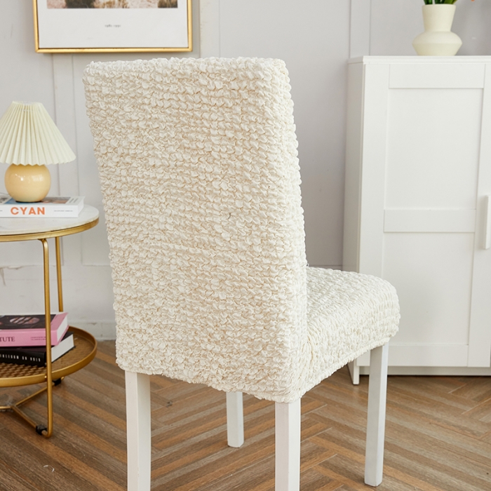 91家纺网 家纺一手货源 找家纺 丝绮鹿 2023新款日式皱皱布椅子套（松紧款） 奶油白