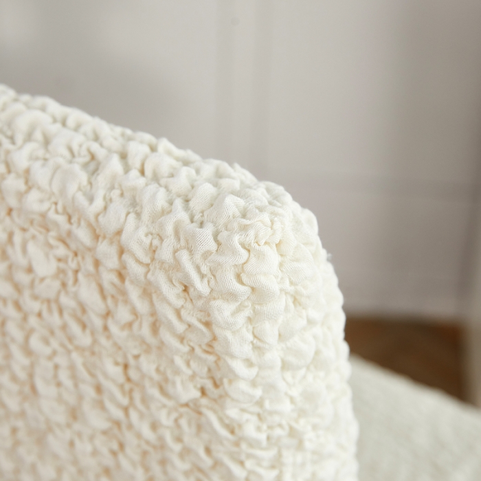 91家纺网 家纺一手货源 找家纺 丝绮鹿 2023新款日式皱皱布椅子套（松紧款） 奶油白