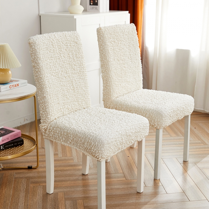 91家纺网 家纺一手货源 找家纺 丝绮鹿 2023新款日式皱皱布椅子套（松紧款） 奶油白