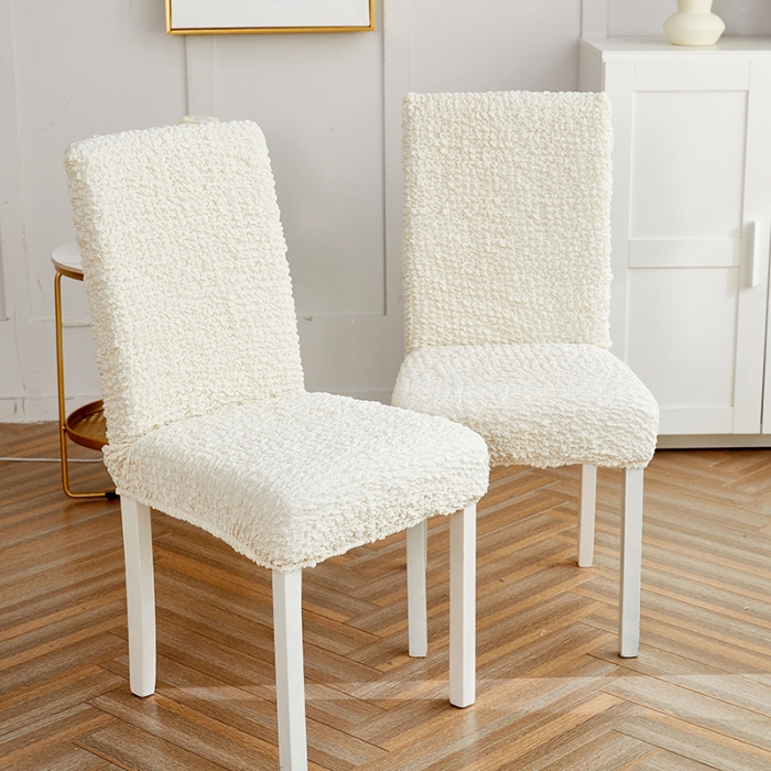 91家纺网 家纺一手货源 找家纺 丝绮鹿 2023新款日式皱皱布椅子套（松紧款） 奶油白