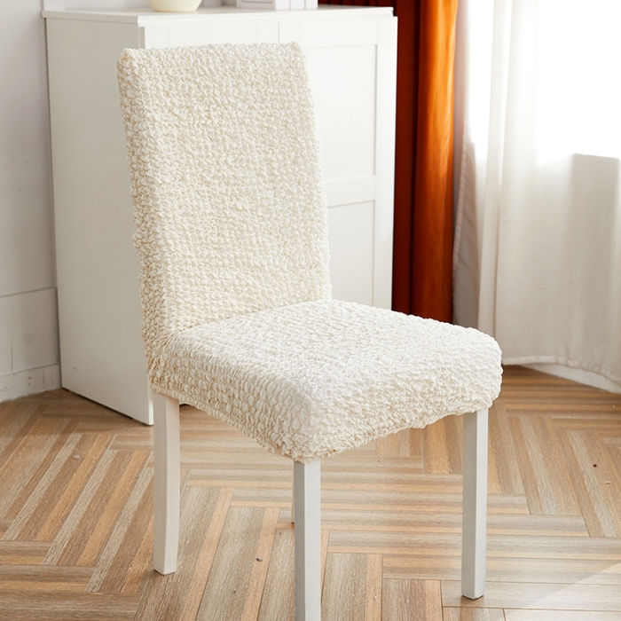 91家纺网 家纺一手货源 找家纺 丝绮鹿 2023新款日式皱皱布椅子套（松紧款） 奶油白