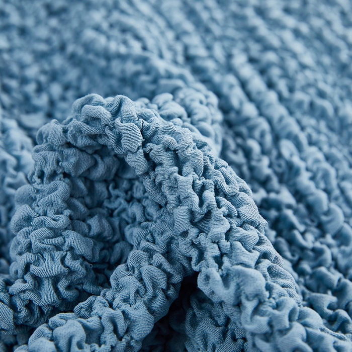 91家纺网 家纺一手货源 找家纺 丝绮鹿 2023新款日式皱皱布沙发套贵妃图 高雅蓝