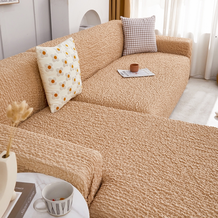 91家纺网 家纺一手货源 找家纺 丝绮鹿 2023新款日式皱皱布沙发套贵妃图 亚麻黄