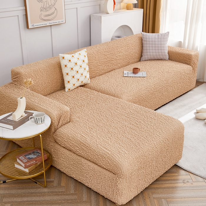 91家纺网 家纺一手货源 找家纺 丝绮鹿 2023新款日式皱皱布沙发套贵妃图 亚麻黄