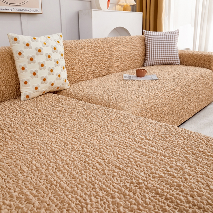 91家纺网 家纺一手货源 找家纺 丝绮鹿 2023新款日式皱皱布沙发套贵妃图 亚麻黄