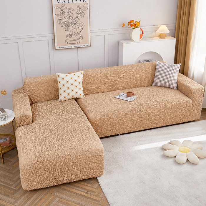 91家纺网 家纺一手货源 找家纺 丝绮鹿 2023新款日式皱皱布沙发套贵妃图 亚麻黄