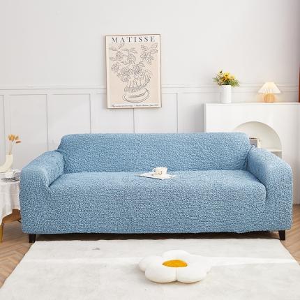 91家纺网 家纺一手货源 找家纺 丝绮鹿 2023新款日式皱皱布沙发套三人图高雅蓝