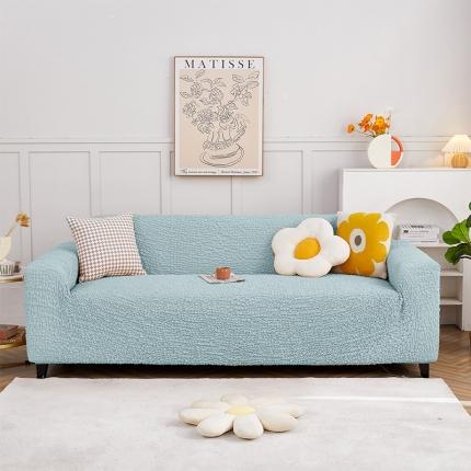 91家纺网 家纺一手货源 找家纺 丝绮鹿 2023新款日式皱皱布沙发套三人图石灰蓝