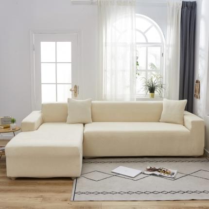 91家纺网 家纺一手货源 找家纺 丝绮鹿 2023新款毛绒纯色沙发套贵妃位图 米白-毛绒款