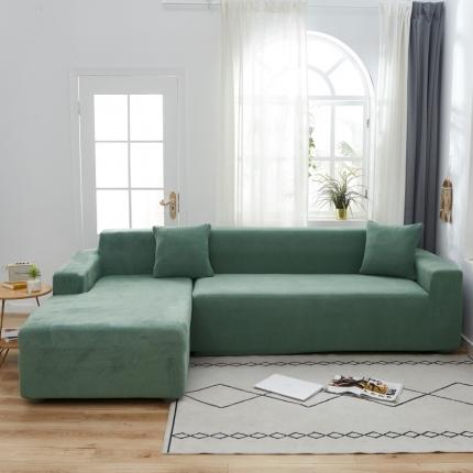 91家纺网 家纺一手货源 找家纺 丝绮鹿 2023新款毛绒纯色沙发套贵妃位图 青色-毛绒款