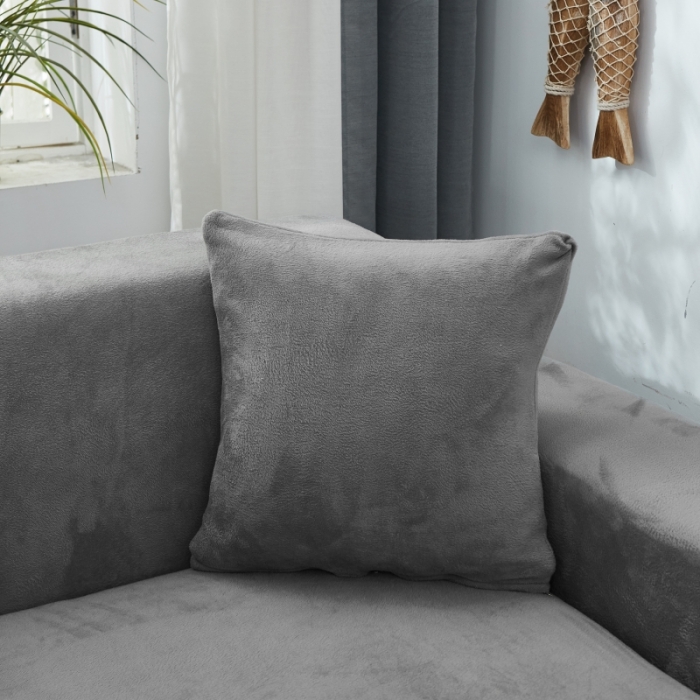 91家纺网 家纺一手货源 找家纺 丝绮鹿 2023新款毛绒纯色沙发套贵妃位图 灰色-毛绒款