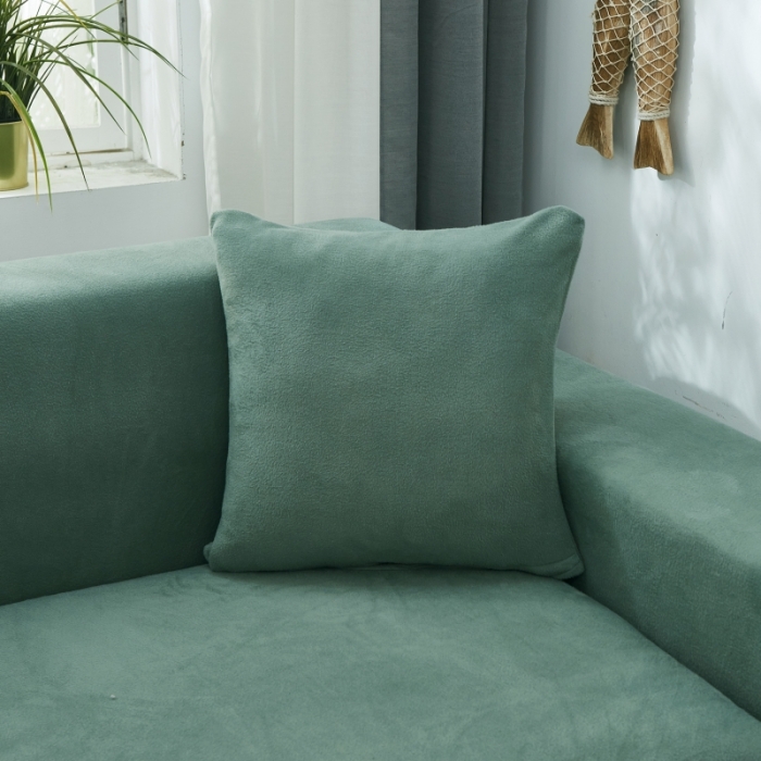 91家纺网 家纺一手货源 找家纺 丝绮鹿 2023新款毛绒纯色沙发套贵妃位图 青色-毛绒款