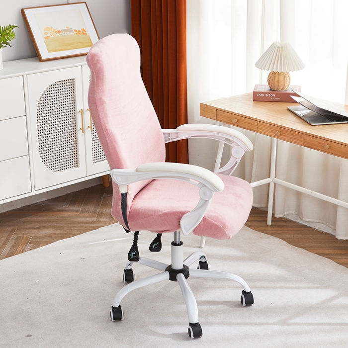 91家纺网 家纺一手货源 找家纺 丝绮鹿 2023新款毛绒纯色椅套拉链款 粉色