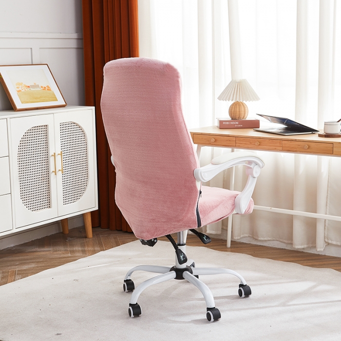 91家纺网 家纺一手货源 找家纺 丝绮鹿 2023新款毛绒纯色椅套拉链款 粉色