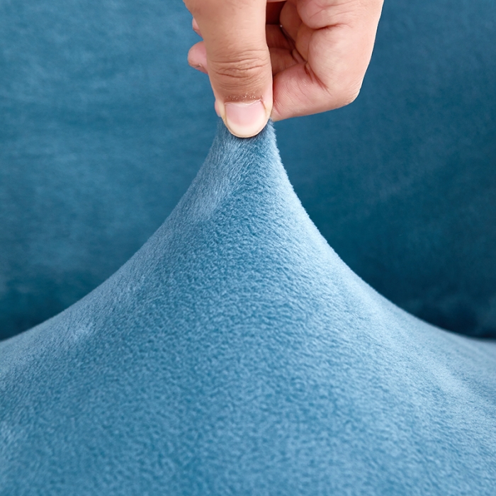 91家纺网 家纺一手货源 找家纺 丝绮鹿 2023新款毛绒纯色椅套拉链款 灰蓝