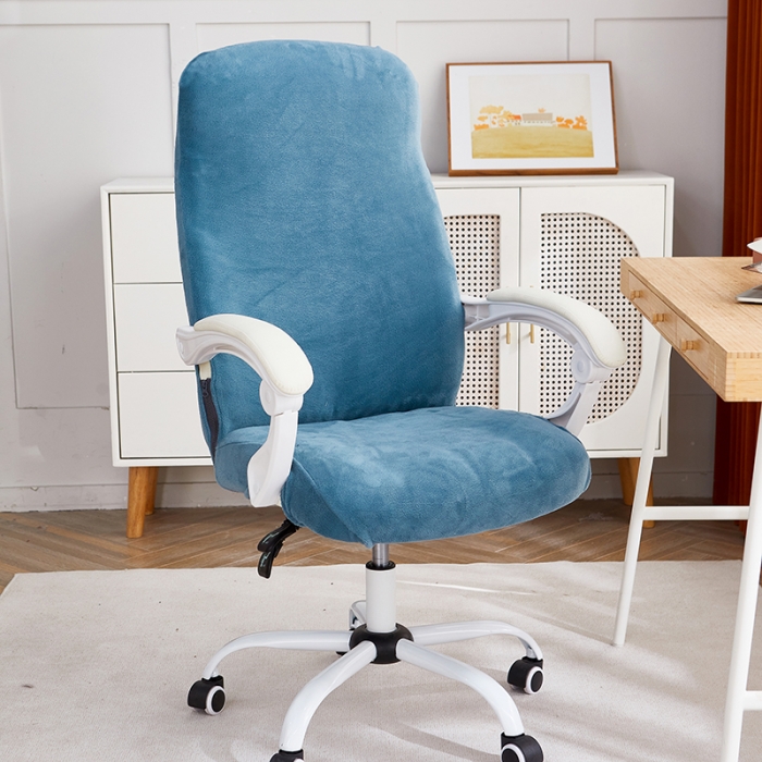 91家纺网 家纺一手货源 找家纺 丝绮鹿 2023新款毛绒纯色椅套拉链款 灰蓝