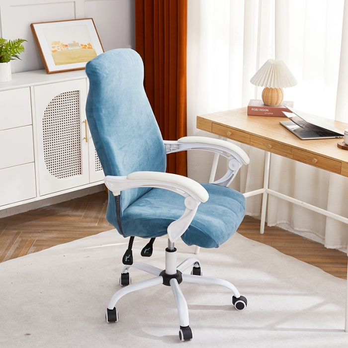 91家纺网 家纺一手货源 找家纺 丝绮鹿 2023新款毛绒纯色椅套拉链款 灰蓝