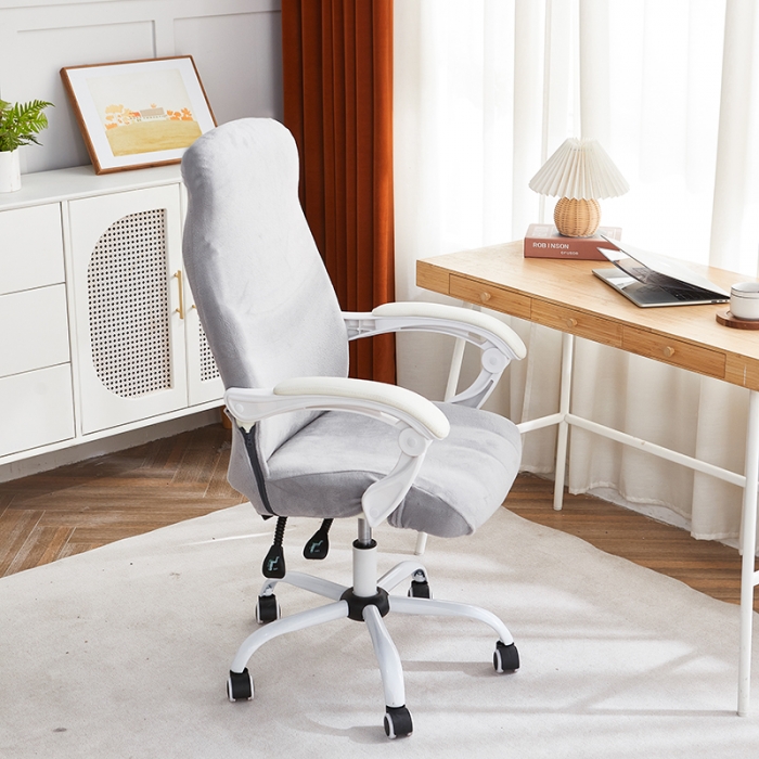 91家纺网 家纺一手货源 找家纺 丝绮鹿 2023新款毛绒纯色椅套拉链款 灰色