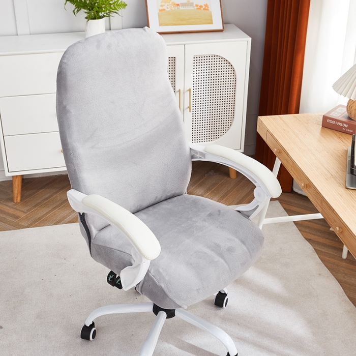 91家纺网 家纺一手货源 找家纺 丝绮鹿 2023新款毛绒纯色椅套拉链款 灰色