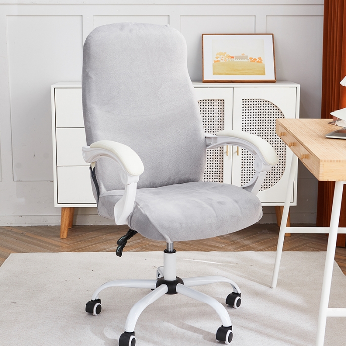 91家纺网 家纺一手货源 找家纺 丝绮鹿 2023新款毛绒纯色椅套拉链款 灰色