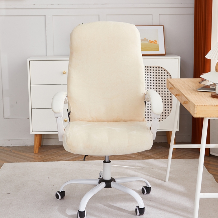 91家纺网 家纺一手货源 找家纺 丝绮鹿 2023新款毛绒纯色椅套拉链款 米白