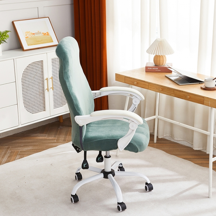 91家纺网 家纺一手货源 找家纺 丝绮鹿 2023新款毛绒纯色椅套拉链款 青色