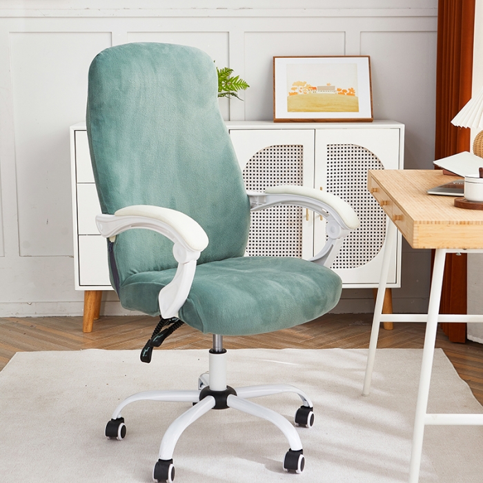 91家纺网 家纺一手货源 找家纺 丝绮鹿 2023新款毛绒纯色椅套拉链款 青色