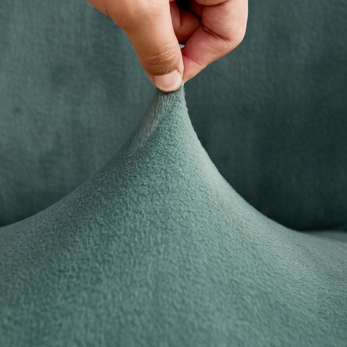 91家纺网 家纺一手货源 找家纺 丝绮鹿 2023新款毛绒纯色椅套拉链款 青色