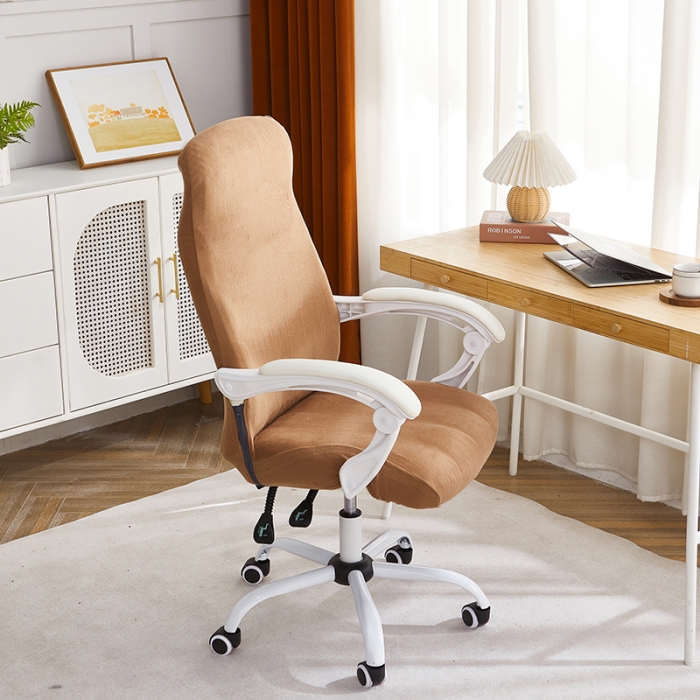 91家纺网 家纺一手货源 找家纺 丝绮鹿 2023新款毛绒纯色椅套拉链款 驼色