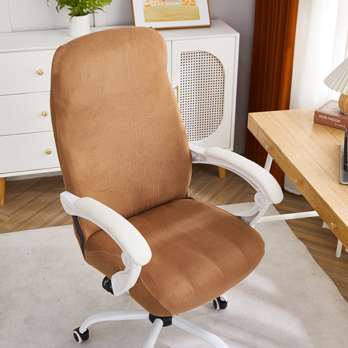 91家纺网 家纺一手货源 找家纺 丝绮鹿 2023新款毛绒纯色椅套拉链款 驼色