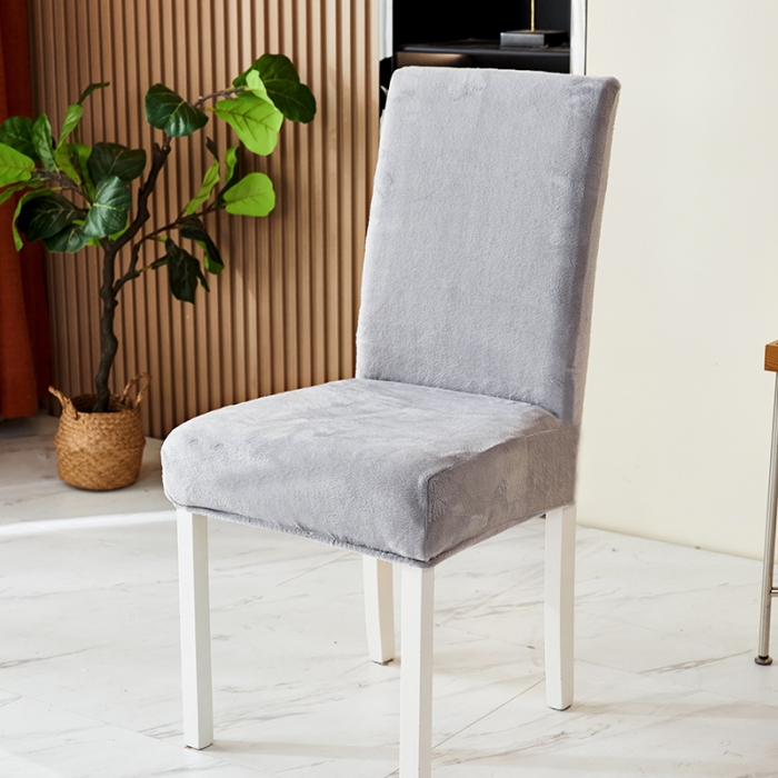 91家纺网 家纺一手货源 找家纺 丝绮鹿 2023新款毛绒纯色椅子套（松紧款） 灰色