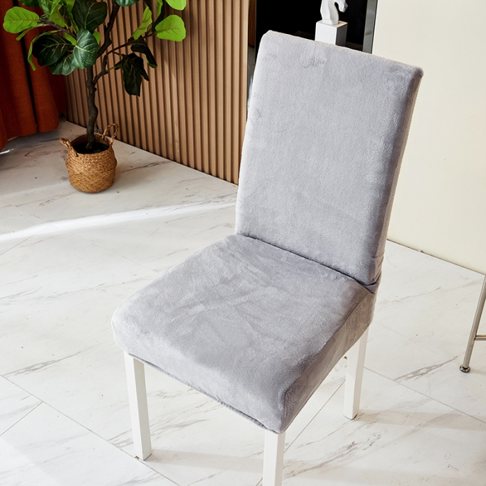 91家纺网 家纺一手货源 找家纺 丝绮鹿 2023新款毛绒纯色椅子套（松紧款） 灰色