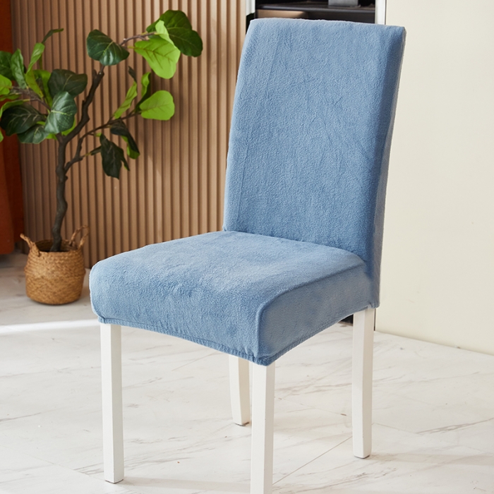 91家纺网 家纺一手货源 找家纺 丝绮鹿 2023新款毛绒纯色椅子套（松紧款） 蓝灰