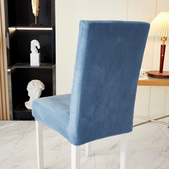 91家纺网 家纺一手货源 找家纺 丝绮鹿 2023新款毛绒纯色椅子套（松紧款） 蓝灰