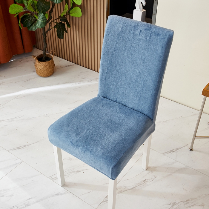 91家纺网 家纺一手货源 找家纺 丝绮鹿 2023新款毛绒纯色椅子套（松紧款） 蓝灰