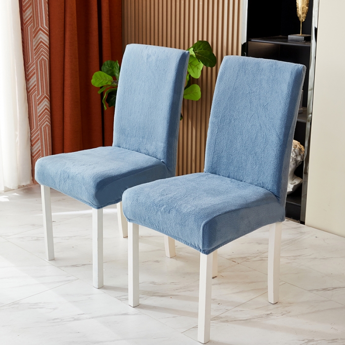 91家纺网 家纺一手货源 找家纺 丝绮鹿 2023新款毛绒纯色椅子套（松紧款） 蓝灰