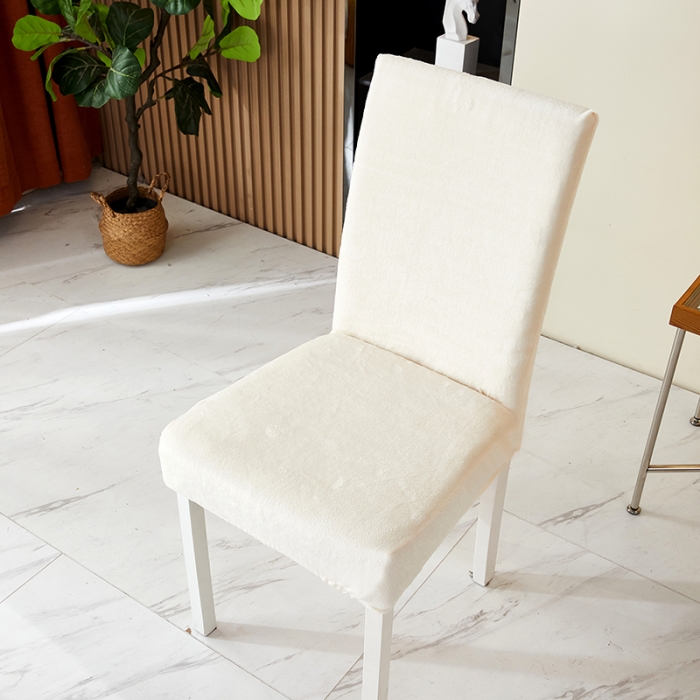 91家纺网 家纺一手货源 找家纺 丝绮鹿 2023新款毛绒纯色椅子套（松紧款） 米白
