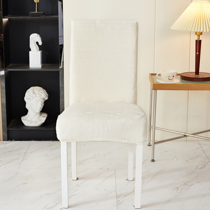 91家纺网 家纺一手货源 找家纺 丝绮鹿 2023新款毛绒纯色椅子套（松紧款） 米白