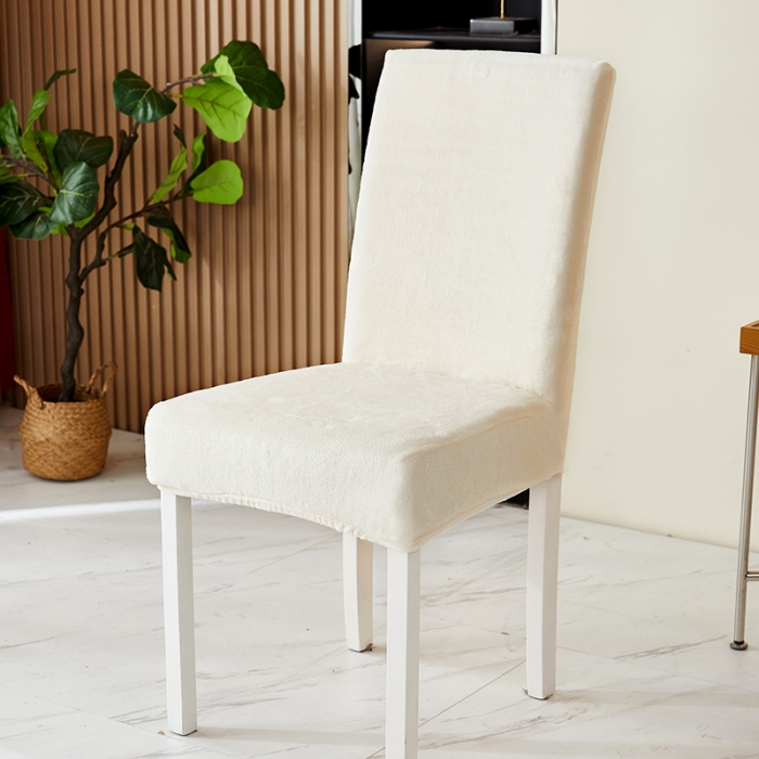 91家纺网 家纺一手货源 找家纺 丝绮鹿 2023新款毛绒纯色椅子套（松紧款） 米白