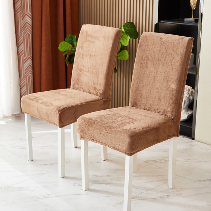 91家纺网 家纺一手货源 找家纺 丝绮鹿 2023新款毛绒纯色椅子套（松紧款） 驼色