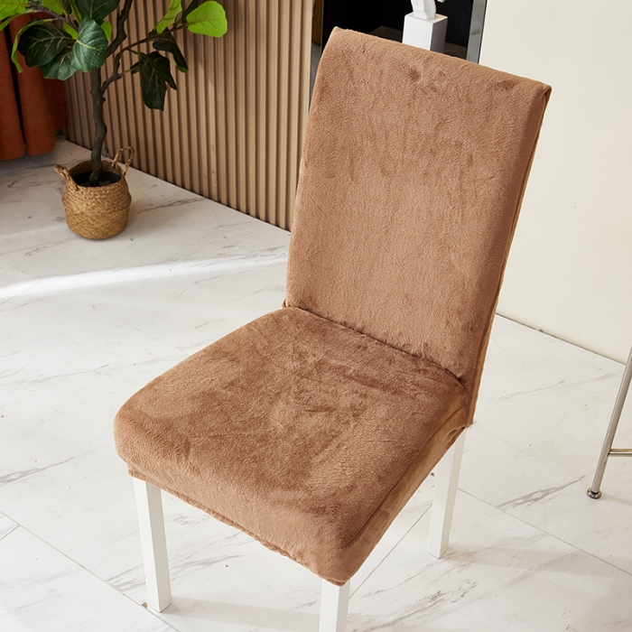 91家纺网 家纺一手货源 找家纺 丝绮鹿 2023新款毛绒纯色椅子套（松紧款） 驼色