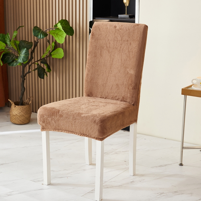 91家纺网 家纺一手货源 找家纺 丝绮鹿 2023新款毛绒纯色椅子套（松紧款） 驼色