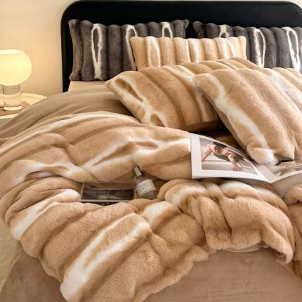 锦禾穗 2023新款丹麦貂绒兔绒四件套秘境系列 卡曼-奶咖